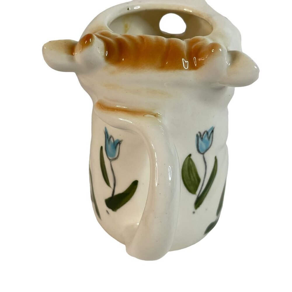 Vintage Japanese Floral Cow Ceramic Creamer Pitcher Cottagecore Grandmacore - Picture 4 of 7